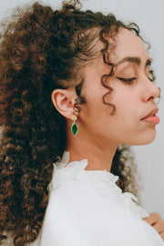 Marquise Drop earrings in gold vermeil, marquise-cut natural green onyx in a clean vertical drop