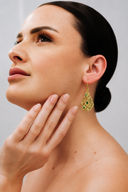 Vine Drop Earrings — Green Onyx & White Topaz